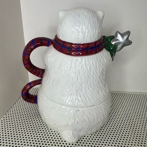 Vtg Pfaltzgraff Ceramic Glazed Polar Bear TeaPot W/Hot Chocolate Coffee  Cup Mug - Picture 2 of 4